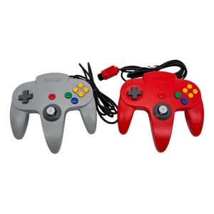 Nintendo 64 N64 Controllers OEM Grey & Red Bundle NUS-005 Authentic Vintage